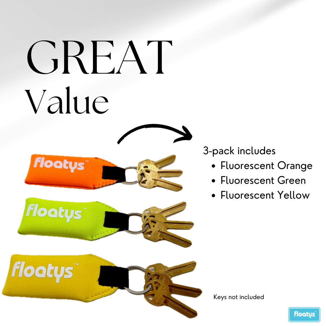 High Visibility Floating Neoprene Keychains - 3 Pack