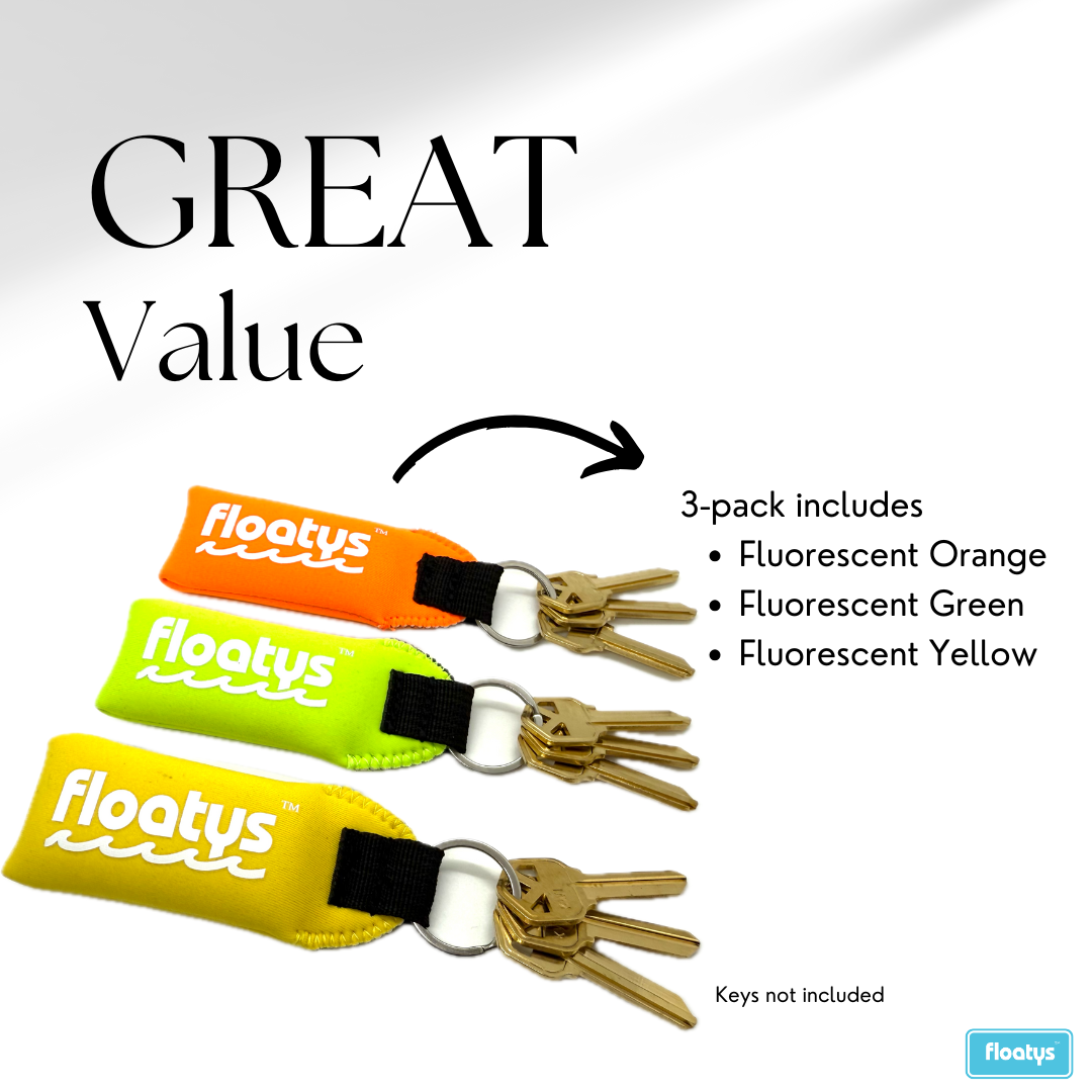 High Visibility Floating Neoprene Keychains - 3 Pack